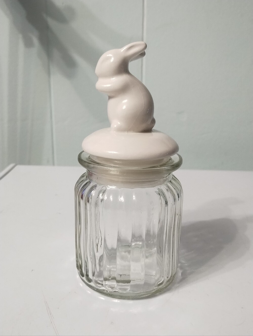 Ceramic Bunny Glass Jar - White Bunny Lid